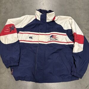 VTG Stars & Stripes Jacket Mens Large America's Cup Sailing Dennis Conner Signed